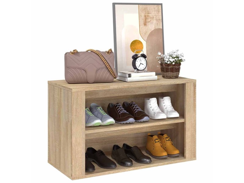 Meuble à chaussures, étagère à chaussures chêne sonoma 75x35x45 cm bois d'ingénierie  - Conforama D