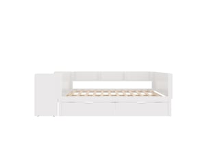 Lit avec rangement 140x200 cm <strong>ZOVIRA</strong> <strong></strong> coloris blanc