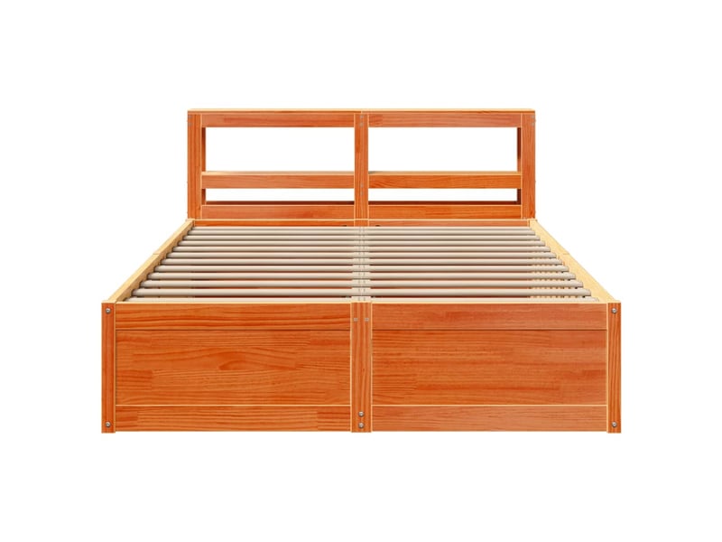  Lit double- lit adulte -  cadre de lit et tête de lit  marron 135x190 cm bois de pin  - Conforama C