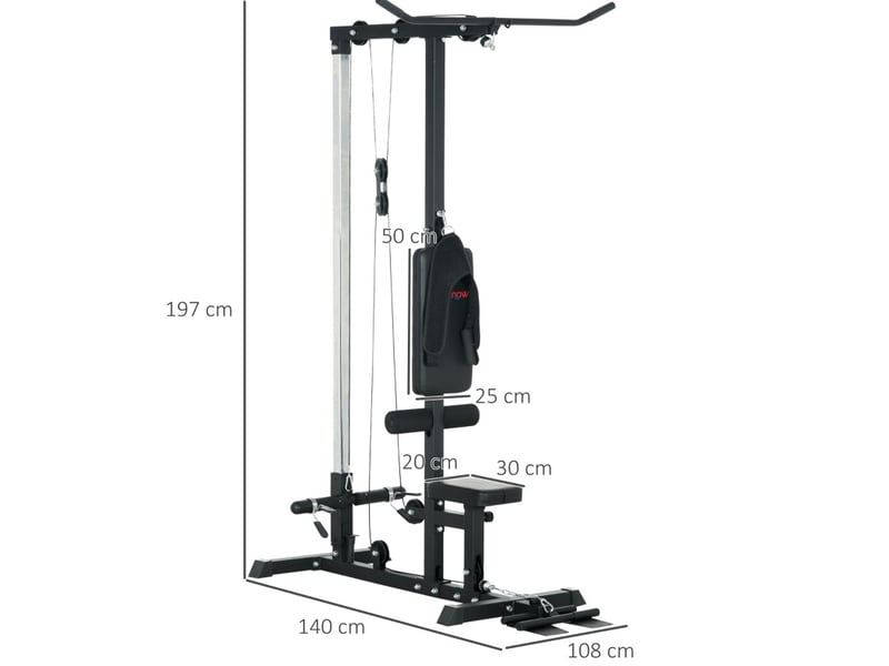  Station de musculation à poulie 140x108x197 cm résistance réglable métal noir  - Conforama C