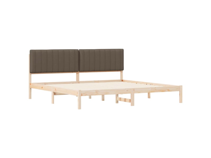 Lit double- lit adulte - cadre de lit avec tête de lit rembourrée taupe 200 x 200 cm - Conforama C