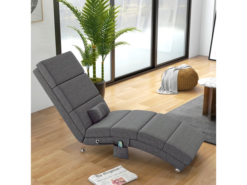  Fauteuil de massage et chauffage, fauteuil de relaxation, 56x168x84cm, gris  - Conforama C