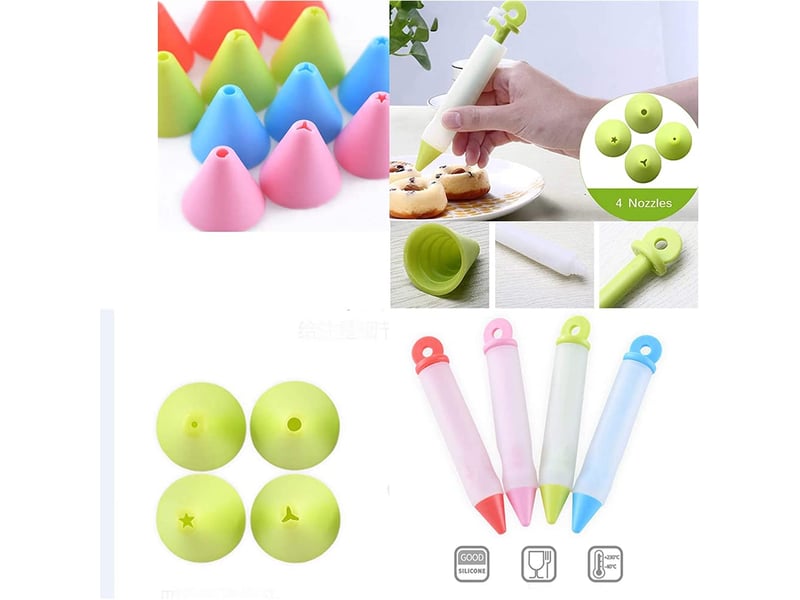 Douille patisserie,stylo à ecrire en silicone,4pcs douille patisserie en silicone,poche a douille reutilisable,poches à seringue gâteau - Conforama C