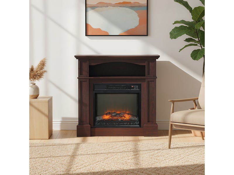  Cheminée électrique effet flammes led luminosité réglable avec télécommande - 1800 w - 80,5 x 32,3 x 80,5 cm  - Conforama C