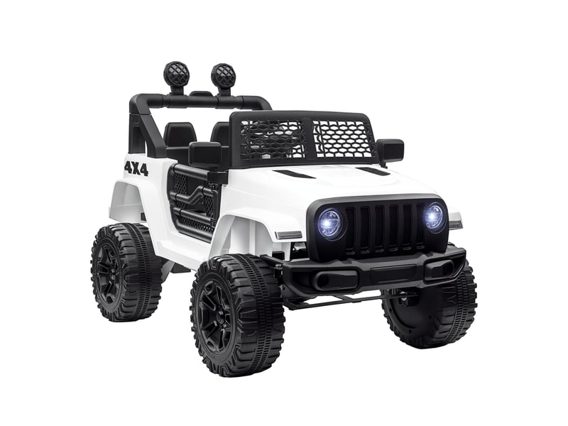  Voiture électrique enfant propulsion arrière 12 v 5 kmh max. Télécommande incluse effets lumineux sonores dim. 100l x 65l x 72h cm blanc  - Conforama A