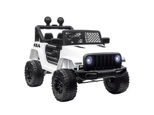 Voiture électrique enfant propulsion arrière 12 v 5 kmh max. Télécommande incluse effets lumineux sonores dim. 100l x 65l x 72h cm blanc