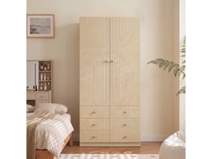 Armoire 2 porte(s)   6 tiroir(s) <strong></strong> <strong></strong> coloris naturel largeur 48 cm