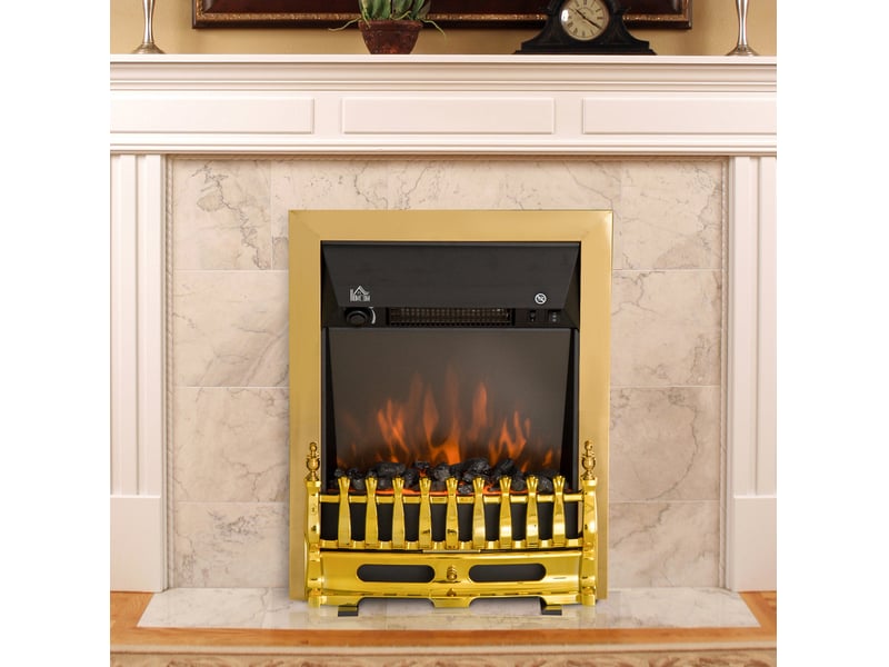 Cheminée électrique à poser 48,2 x 18,5 x 59,2 cm or, métal, effet flamme et chauffage 1000w 2000w  - Conforama E