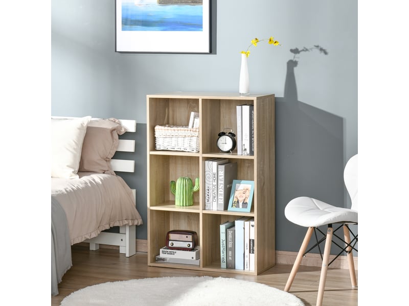  Bibliothèque moderne en bois à 6 cubes, 65,5 x 30 x 97,5 cm, coloris chêne  - Conforama C