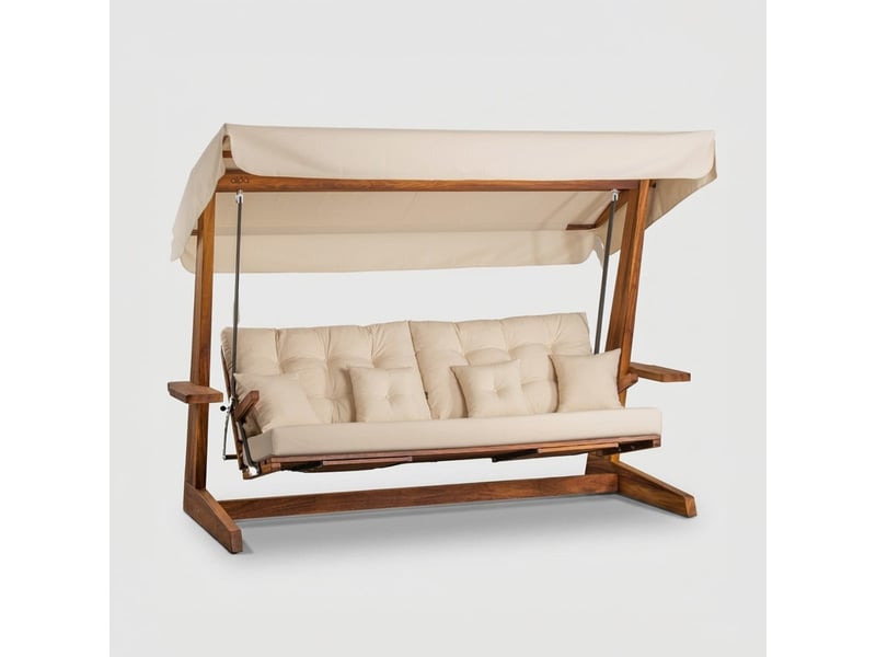  Balancelle de jardin en bois avec toit luna deluxe - beige  - Conforama A