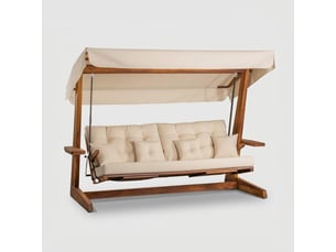 Balancelle de jardin en bois avec toit luna deluxe - beige