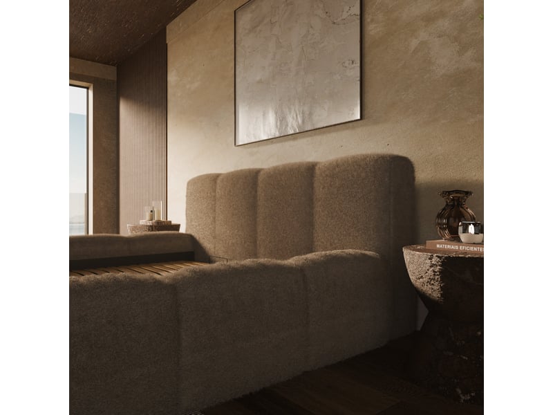  Lit coffre équinox taupe drimz - 180x200cm - tissu bouclé Équinox - Conforama R