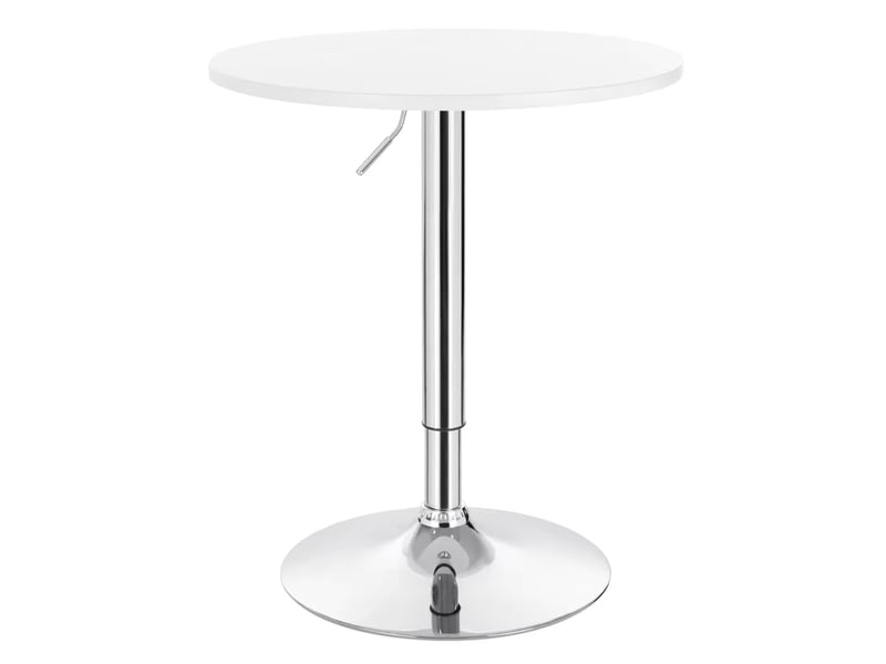 Table de bar ronde réglable en hauteur avec plateau en mdf et base métallique pour cuisine blanche 60 × 60 × 88 cm - Conforama A