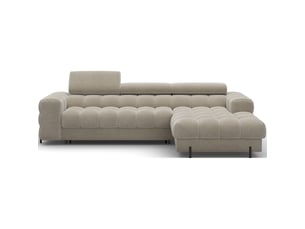 Canapé d'angle droit fixe MEUBLORAMA 3 places Polyester beige avec coffre de rangement