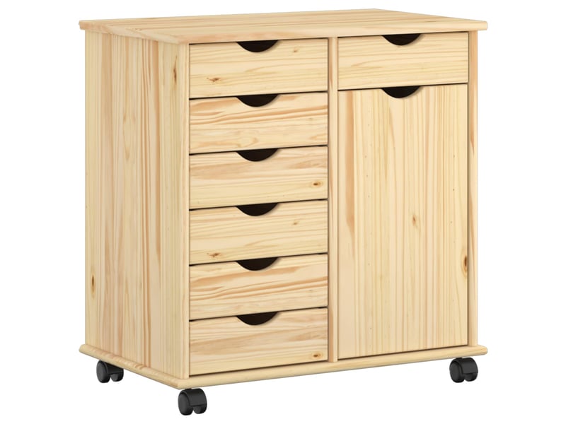  Caisson roulant de bureau 63,5 x 39 x 65,5 cm bois de pin massif marron shl5057  - Conforama A