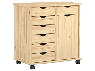 Caisson roulant de bureau 63,5 x 39 x 65,5 cm bois de pin massif marron shl5057