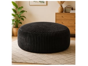 Fauteuil pouf rond pour adultes et adolescents avec mousse à mémoire de forme, en velours côtelé noir