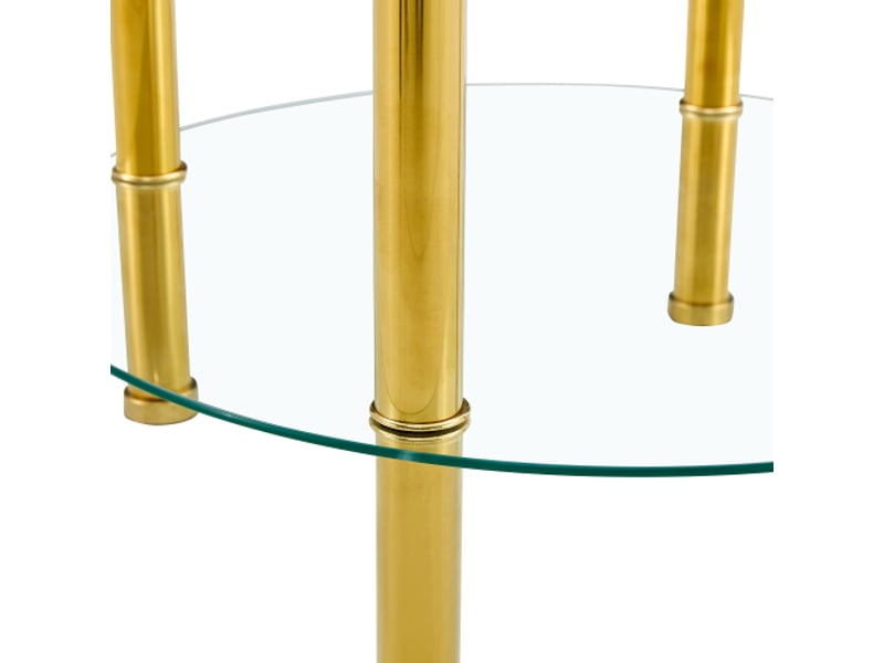  Table basse en verre moderne à deux niveaux, pieds en métal doré – design luxe discret  - Conforama E
