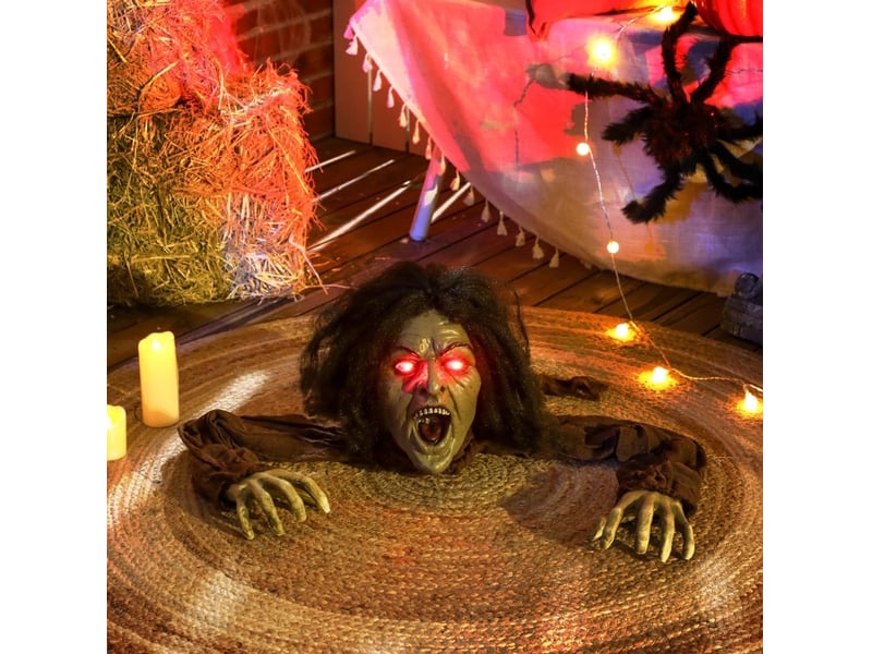  Décoration zombie rampante halloween 140x60x20 cm sonore lumineuse marron  - Conforama C