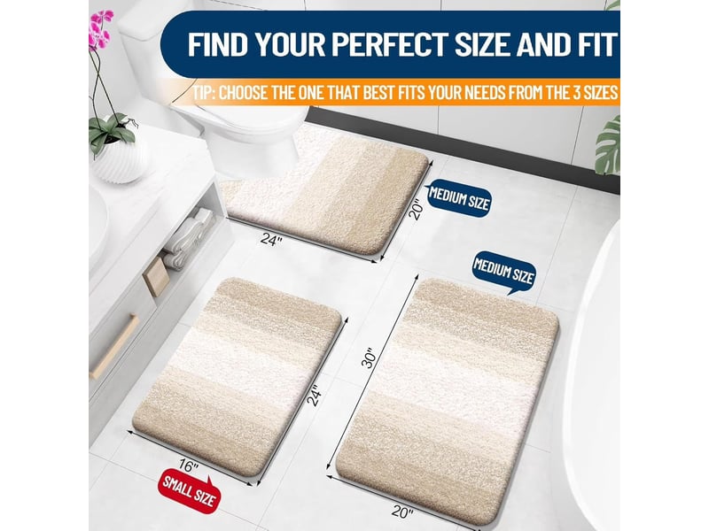  Tapis de bain en microfibre antidérapant - 16 x 24 pouces - beige clair  - Conforama B