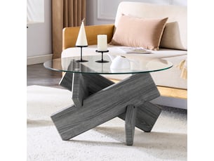 Table basse rond(e) coloris gris LPOSPI - 79 cmx79 cm