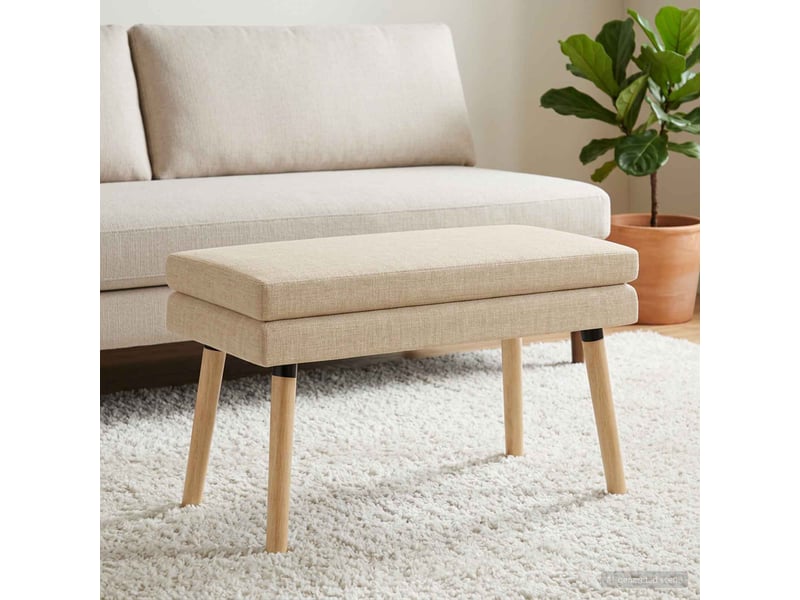  Banc d'entrée, banc à double couche crème 80x40x47 cm tissu  - Conforama C