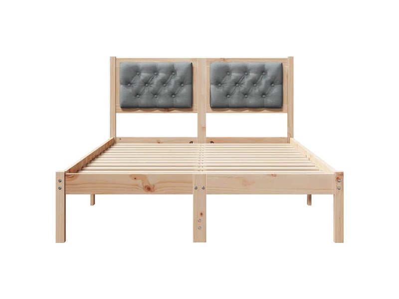 Lit double- lit adulte - cadre de lit gris clair 135 x 190 cm pin massif - Conforama D