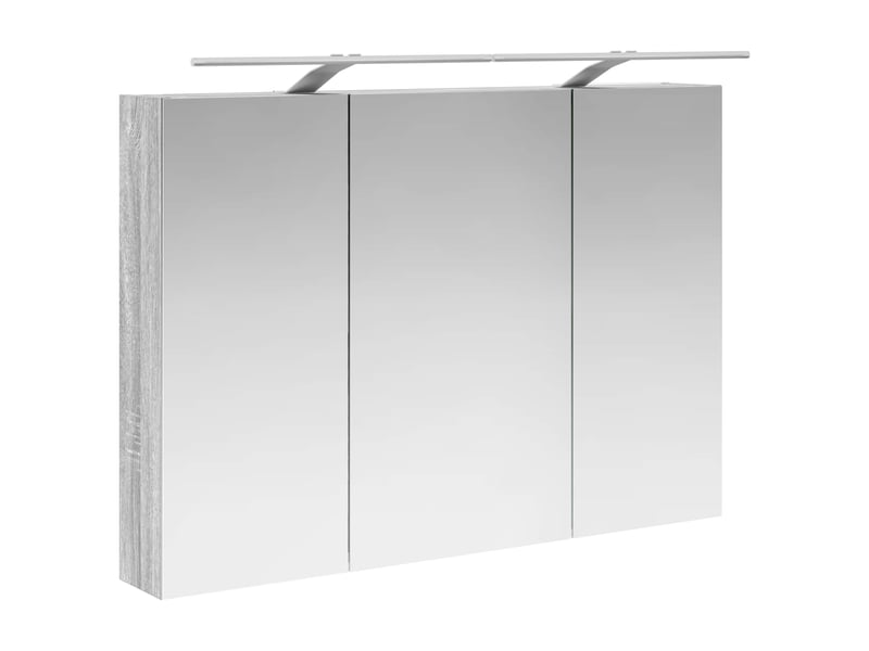 Armoire miroir salle de bain, meuble de rangement gris sonoma 100x14.5x70 cm - Conforama E