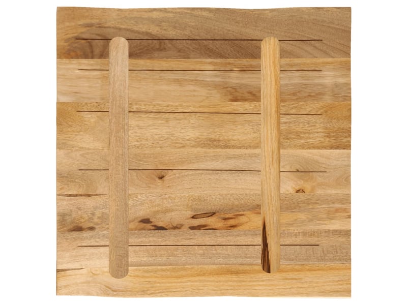 Dessus de table, plateau de table bord vivant 60x60x2,5 cm bois de manguier brut - Conforama E