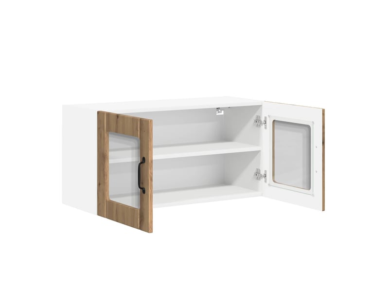 Meuble mural de cuisine, cabinet en verre mural chêne artisanal 80x31x40cm shl1376 - Conforama E