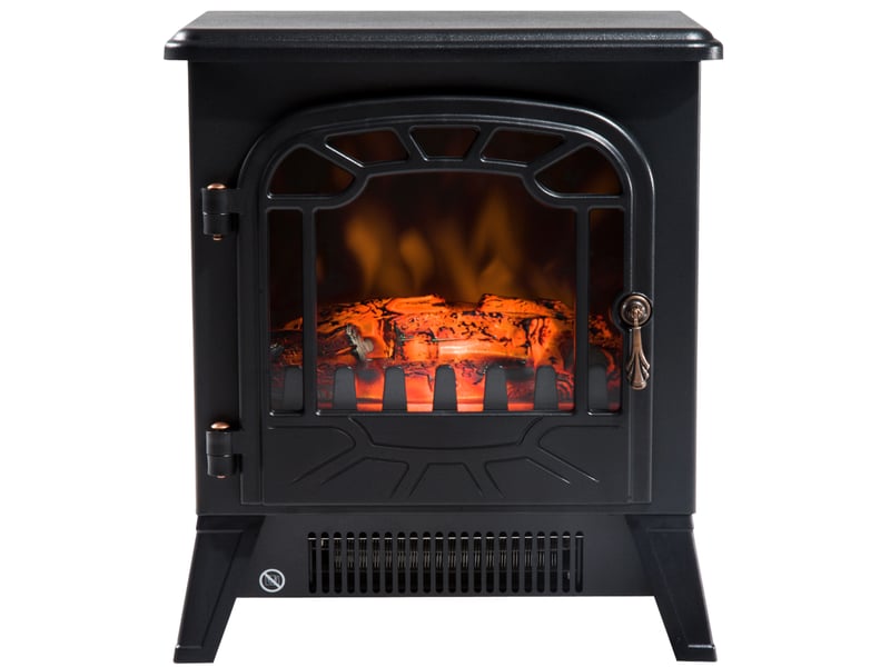  Cheminée électrique avec radiateur, finition noire, 925 w ou 1850 w  - Conforama B