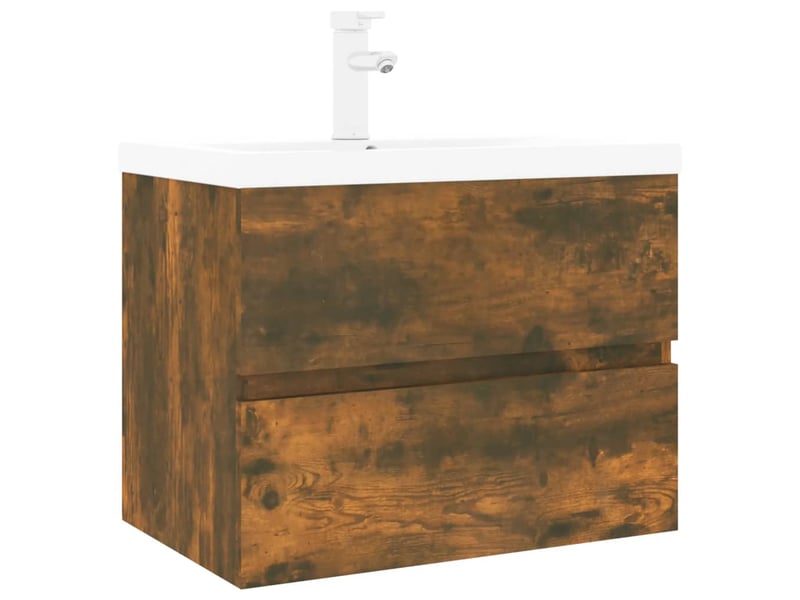 Meuble de lavabo avec bassin intégré chêne fumé bois d'ingénierie shl4748 - Conforama A