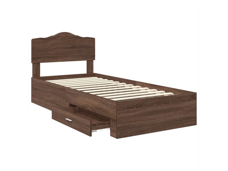  Lit simple- lit adulte -  cadre de lit chêne brun 70 x 190 cm bois d'ingénierie  - Conforama D
