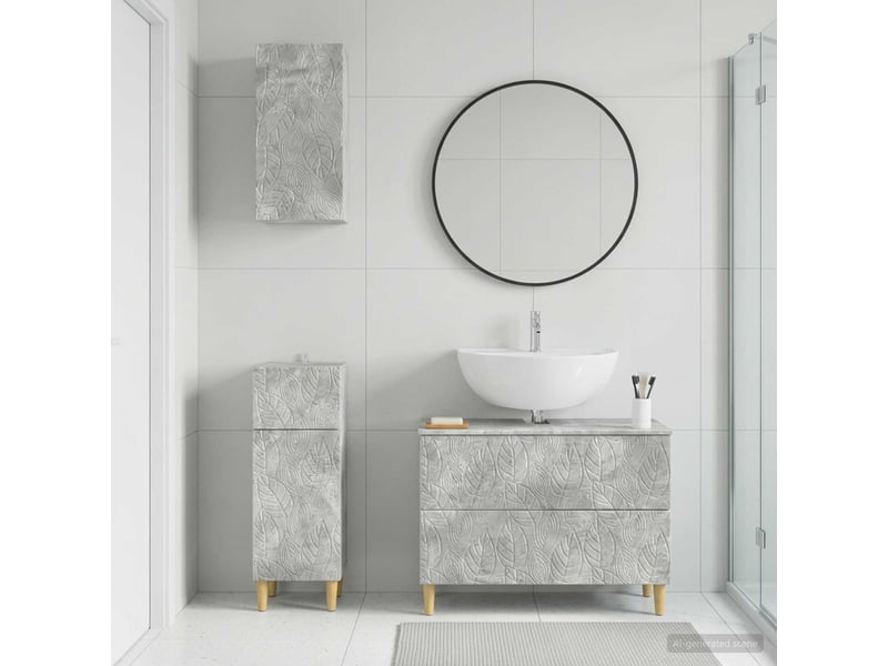  Ensemble de meuble de salle de bain 3 pièces delft gris béton cf63386  - Conforama B