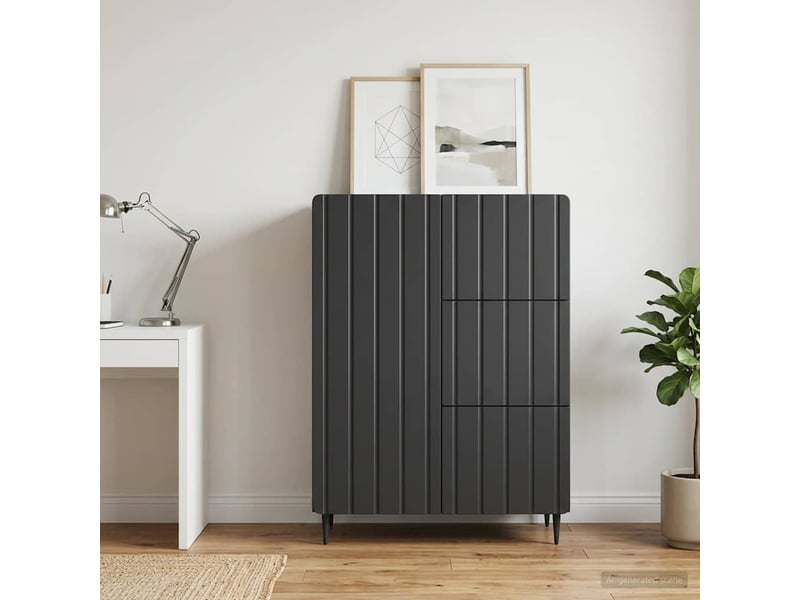 Buffet - bahut - meuble de rangement noir 66 x 34,5 x 91,5 cm bois d'ingénierie - Conforama D