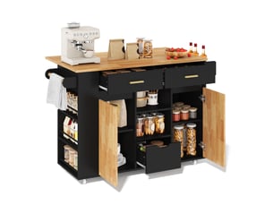 Desserte de cuisine 120x45x90 cm plateau rabattable mdf noir et naturel