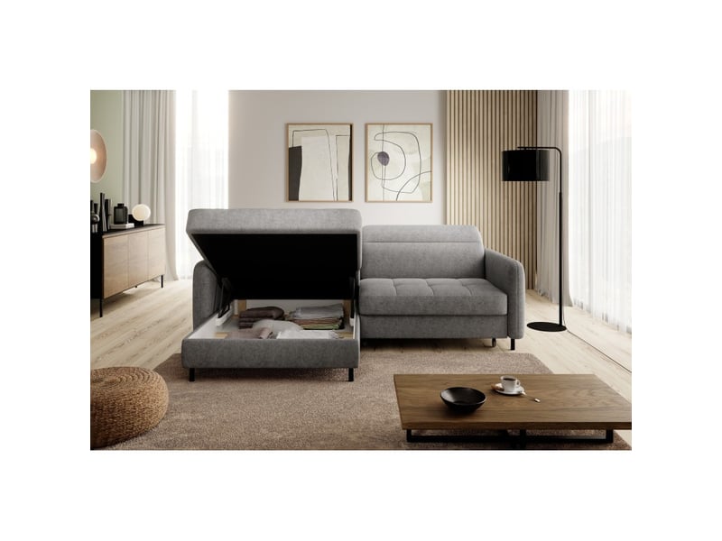  Canapé d'angle collection goumsi coloris gris chiné  - Conforama D