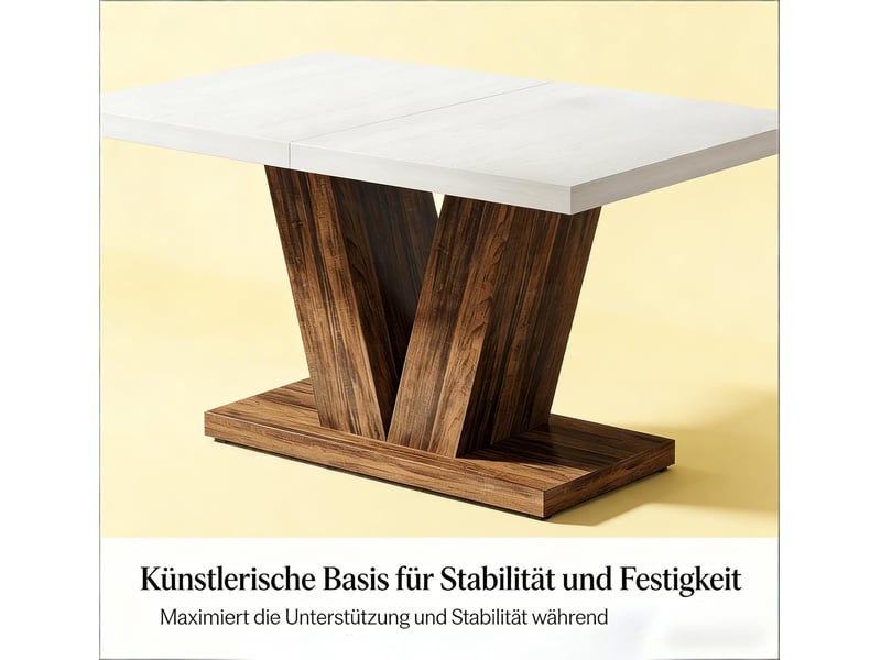  Table à manger rectangulaire,120x80x75 cm,bois,blanc et marron rustique  - Conforama E