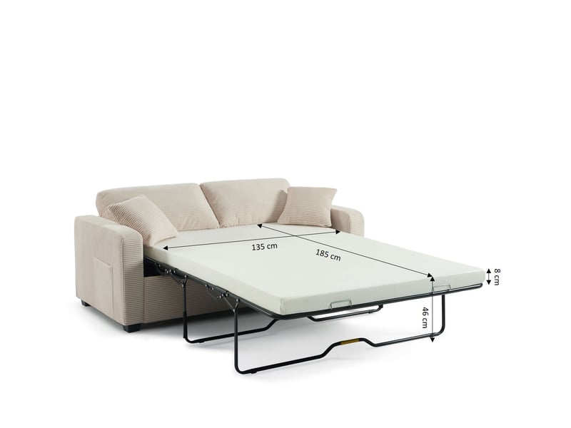  Canapé droit express serva 3 places velours côtelé beige  - Conforama E