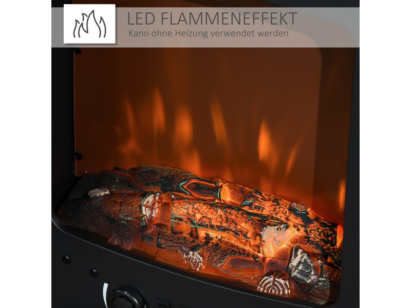  Cheminée électrique led, cheminée autoportante avec effet flamme, 9001800 w, noire  - Conforama D