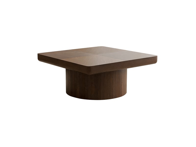 Table basse carrée à plateau parquet de 8 cm en bois et mdf, coloris noyer  - Conforama A