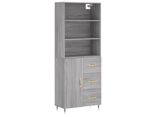Buffet haut - bahut - meuble de rangement sonoma gris 69,5x34x180 cm bois d'ingénierie