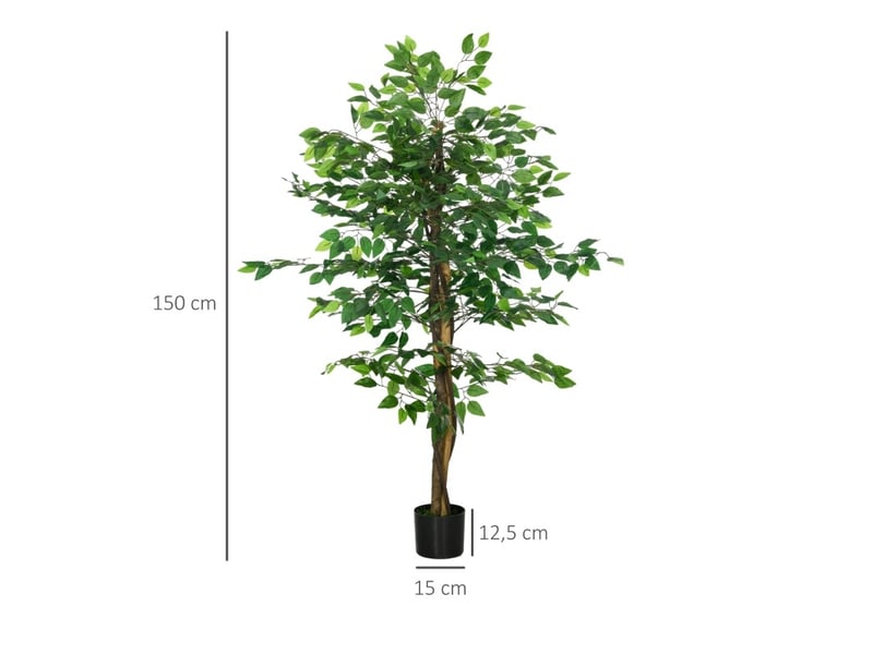  Ficus artificiel 15x15x150 cm avec pot métal vert  - Conforama E