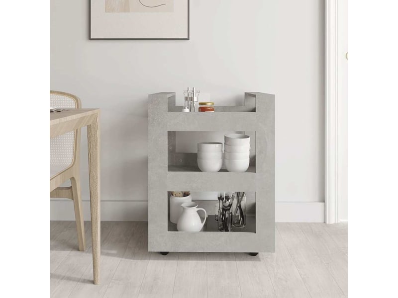  Desserte de cuisine, chariot de rangement gris béton 60x45x80 cm bois d'ingénierie shl77723  - Conforama C