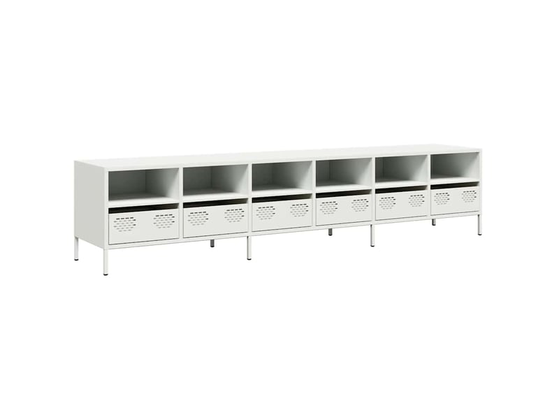  Meuble tv - banc tv - meuble de rangement blanc 202x39x43,5 cm acier laminé à froid  - Conforama A