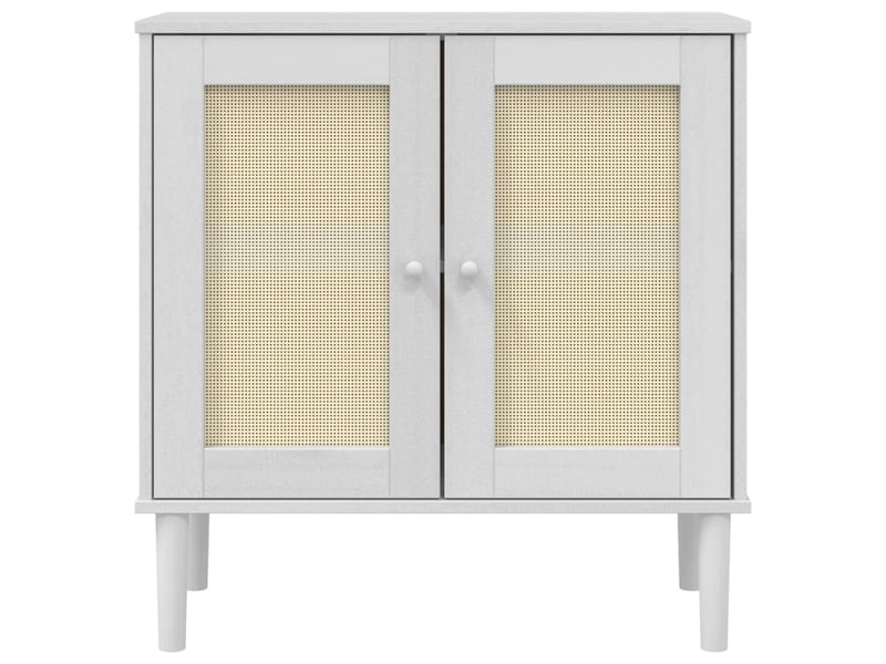  Buffet - bahut - meuble de rangement senja aspect rotin blanc 80x35x80 cm bois massif de pin  - Conforama E