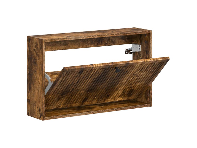  Meuble à chaussures mural, armoire à chaussures ede 71x17x43 cm chêne fumé  - Conforama C