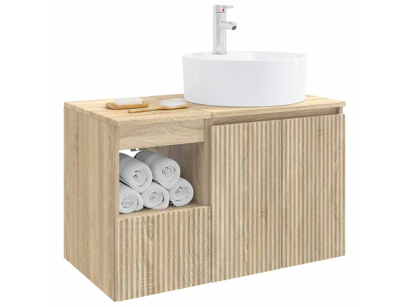  Ensemble de mobilier de salle de bain 2 pc chêne sonoma cf64133  - Conforama C