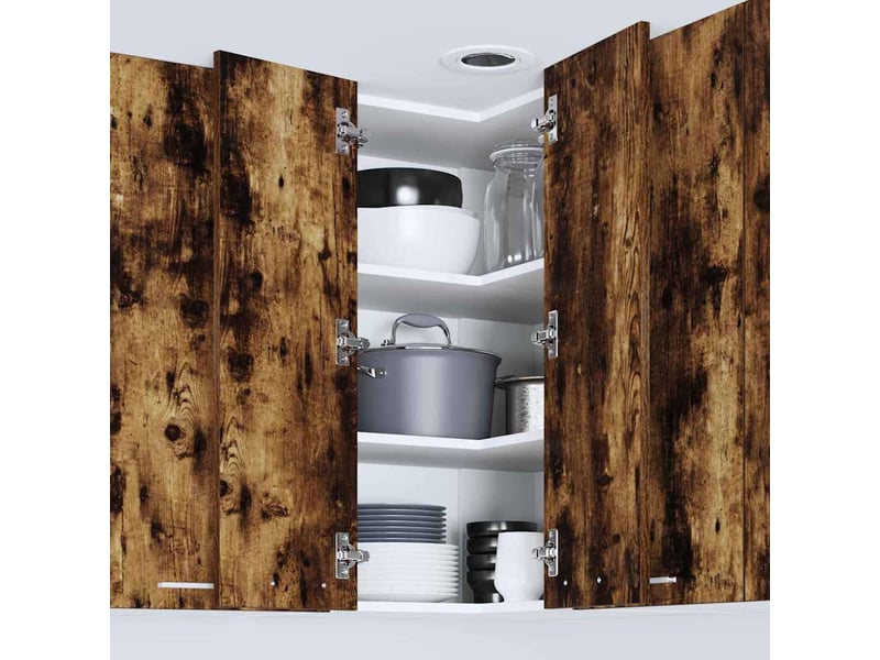 Meuble de rangement cuisine, armoire suspendue chêne fumé et blanc 57x57x80cm - Conforama D