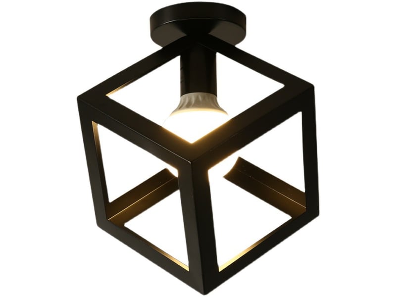  Plafonnier luminaire moderne forme de cube – noir, 22x22x23 cm  - Conforama A